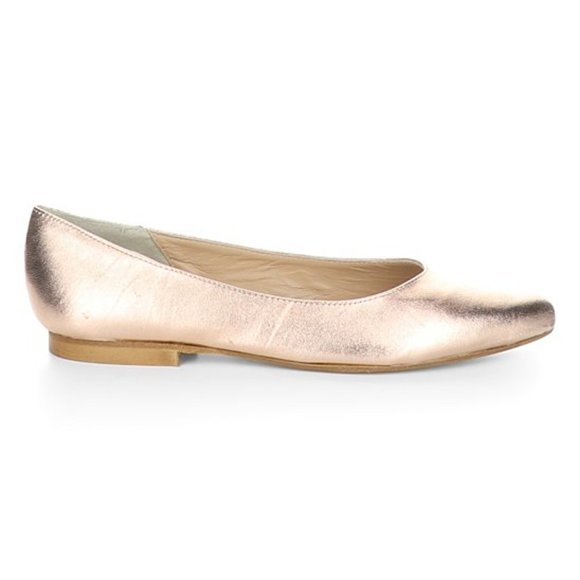🖤NWT Bos & Co Rose Gold Fae Laminado Leather Flats - Picture 5 of 5